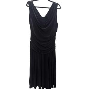 Choices Ruched Cowl-Front and flattering back black dress XL